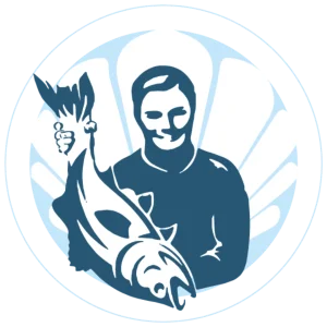 Blue illustrated hospitality partner logo